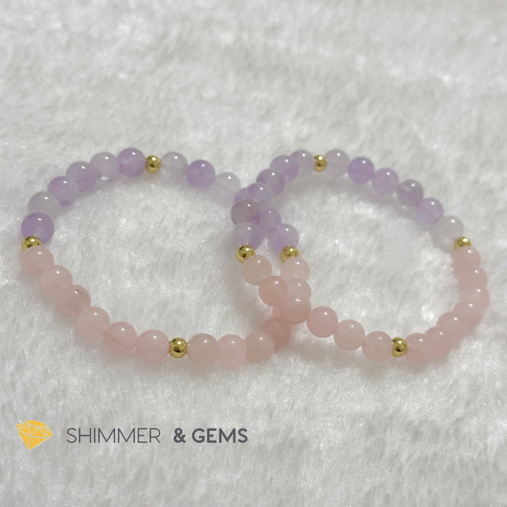 Boar Animal Zodiac 2024 Goodluck Bracelet (Rose Quartz & Lavender Amethyst) Feng Shui