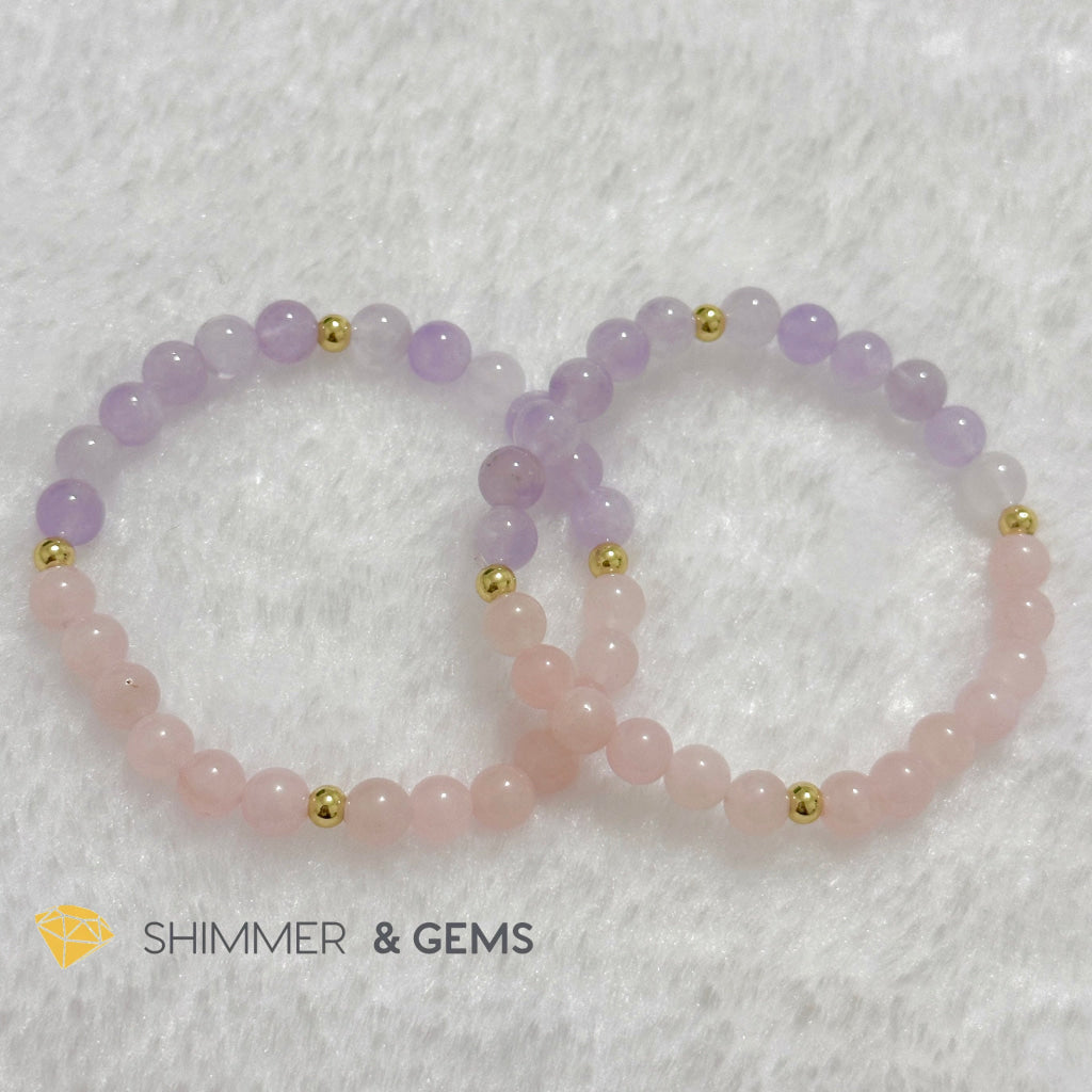 Boar Animal Zodiac 2024 Goodluck Bracelet (Rose Quartz & Lavender Amethyst) Feng Shui