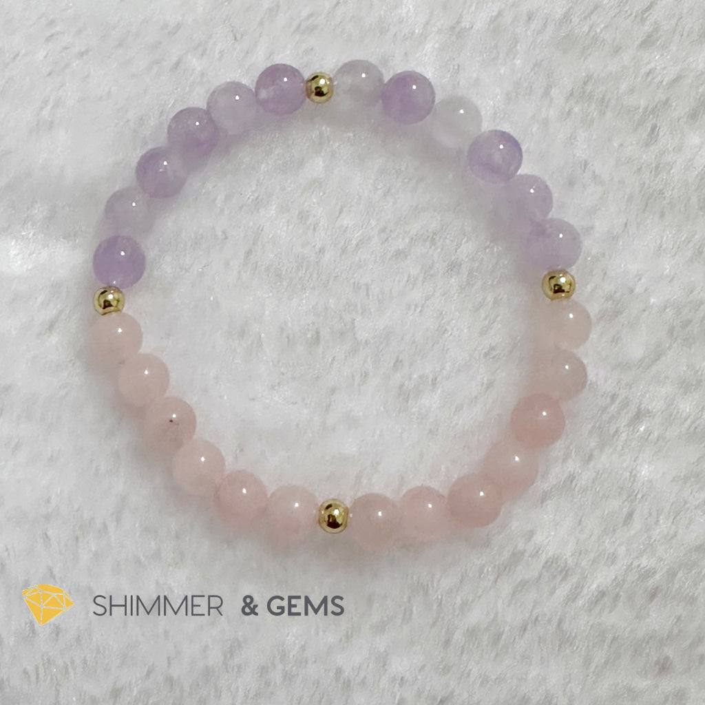 Boar Animal Zodiac 2024 Goodluck Bracelet (Rose Quartz & Lavender Amethyst) Feng Shui