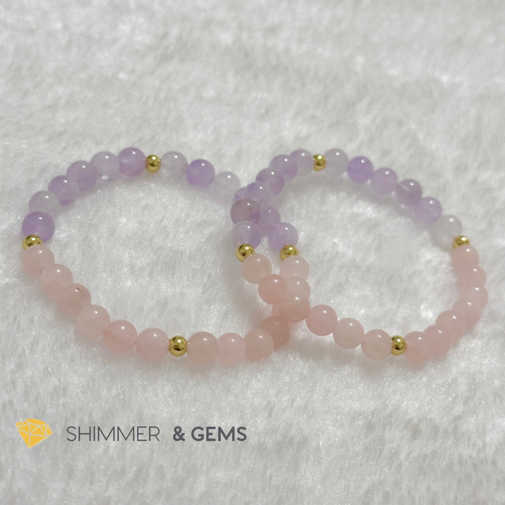 Boar Animal Zodiac 2024 Goodluck Bracelet (Rose Quartz & Lavender Amethyst) Feng Shui