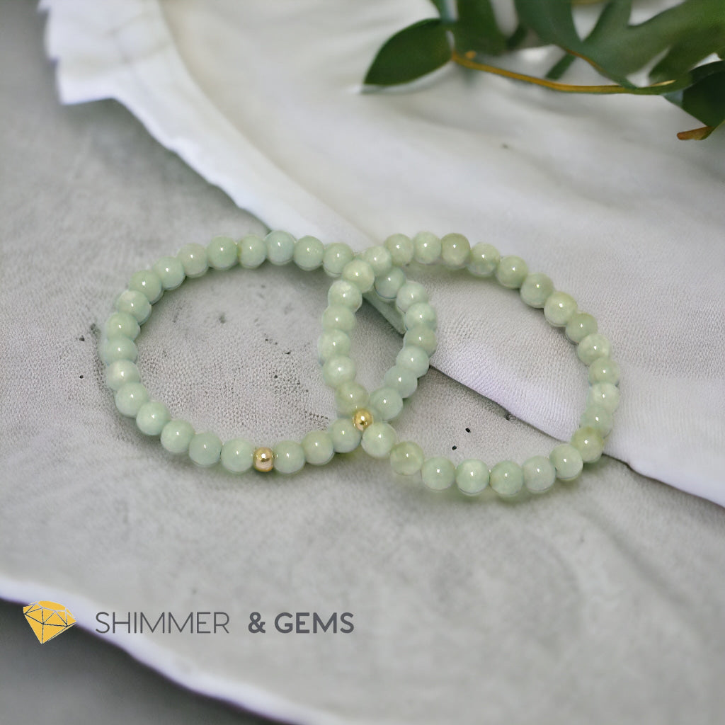 Burma Jade (AA Grade) 6mm Bracelet with 14k gold filled bead