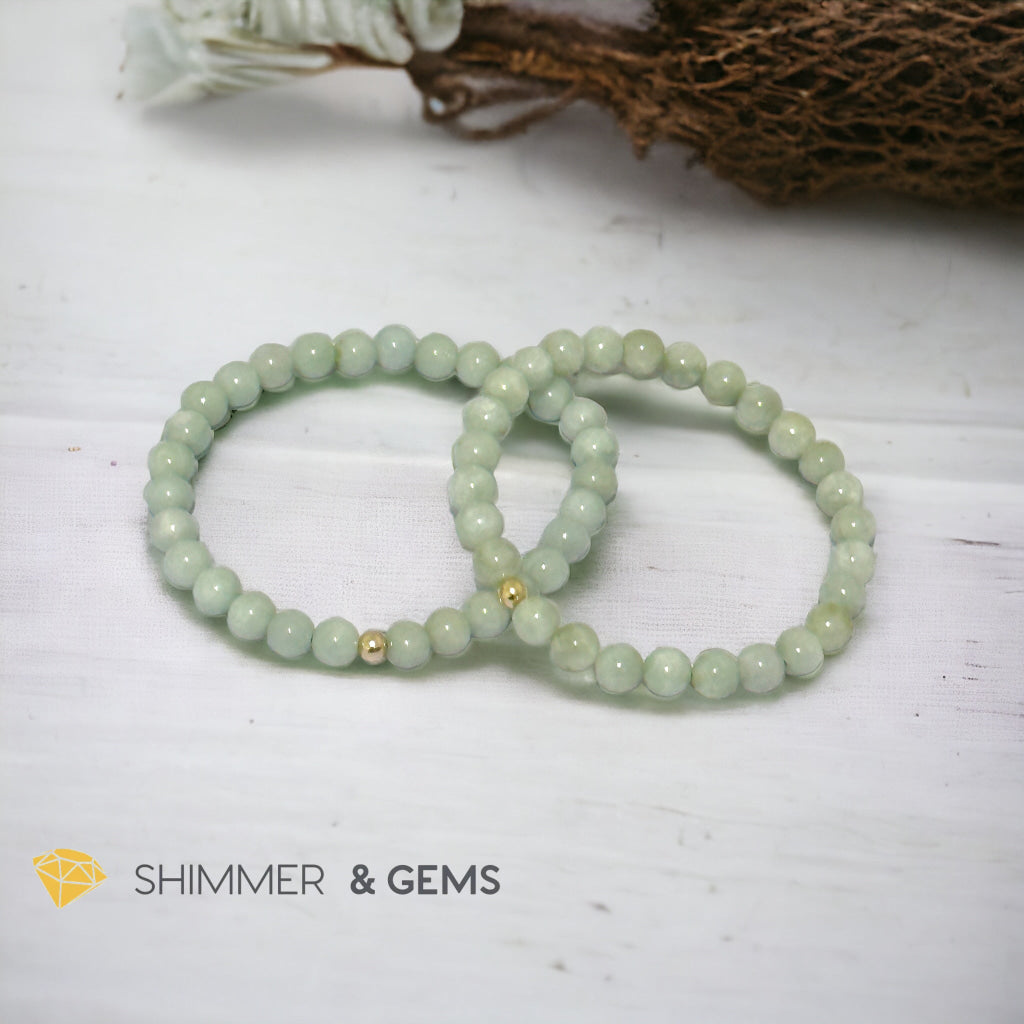 Burma Jade (AA Grade) 6mm Bracelet with 14k gold filled bead
