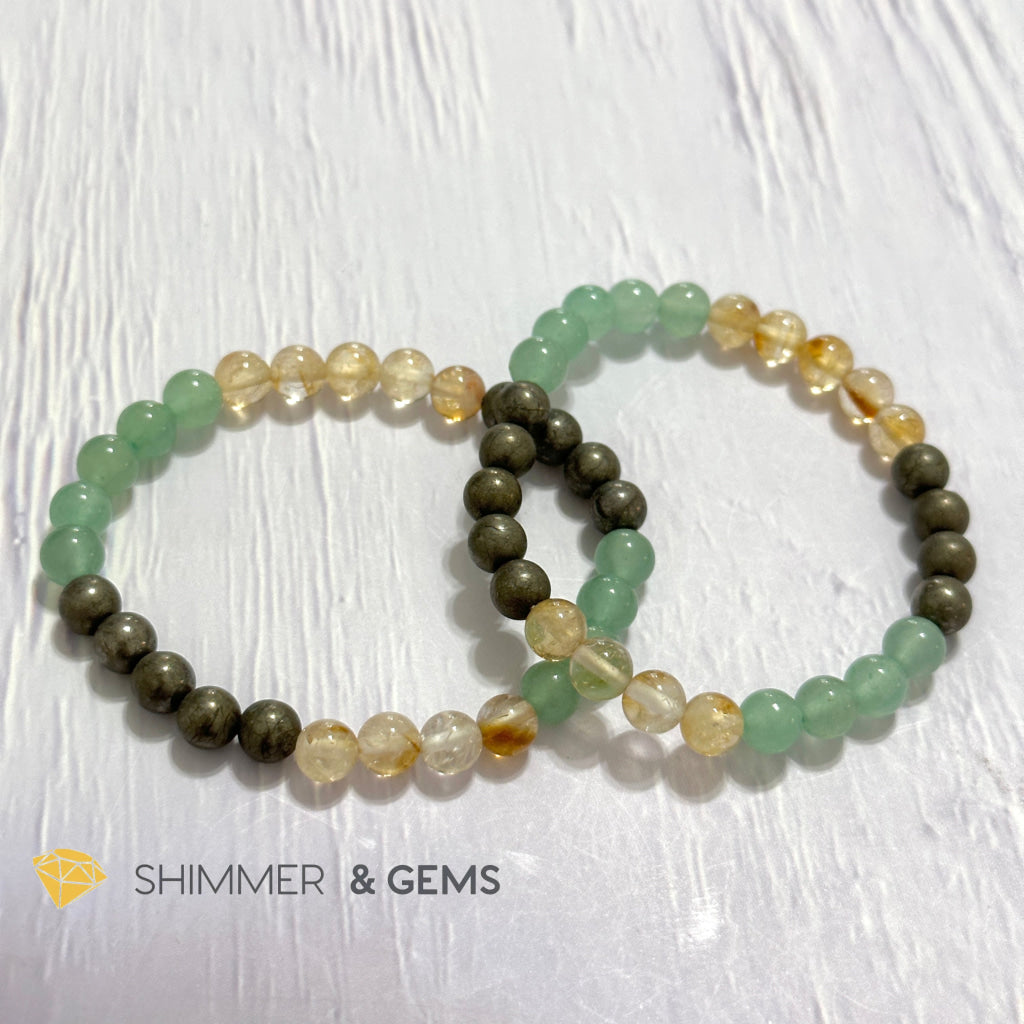 Business Luck Remedy Bracelet (Pyrite, Citrine, Aventurine 6mm)