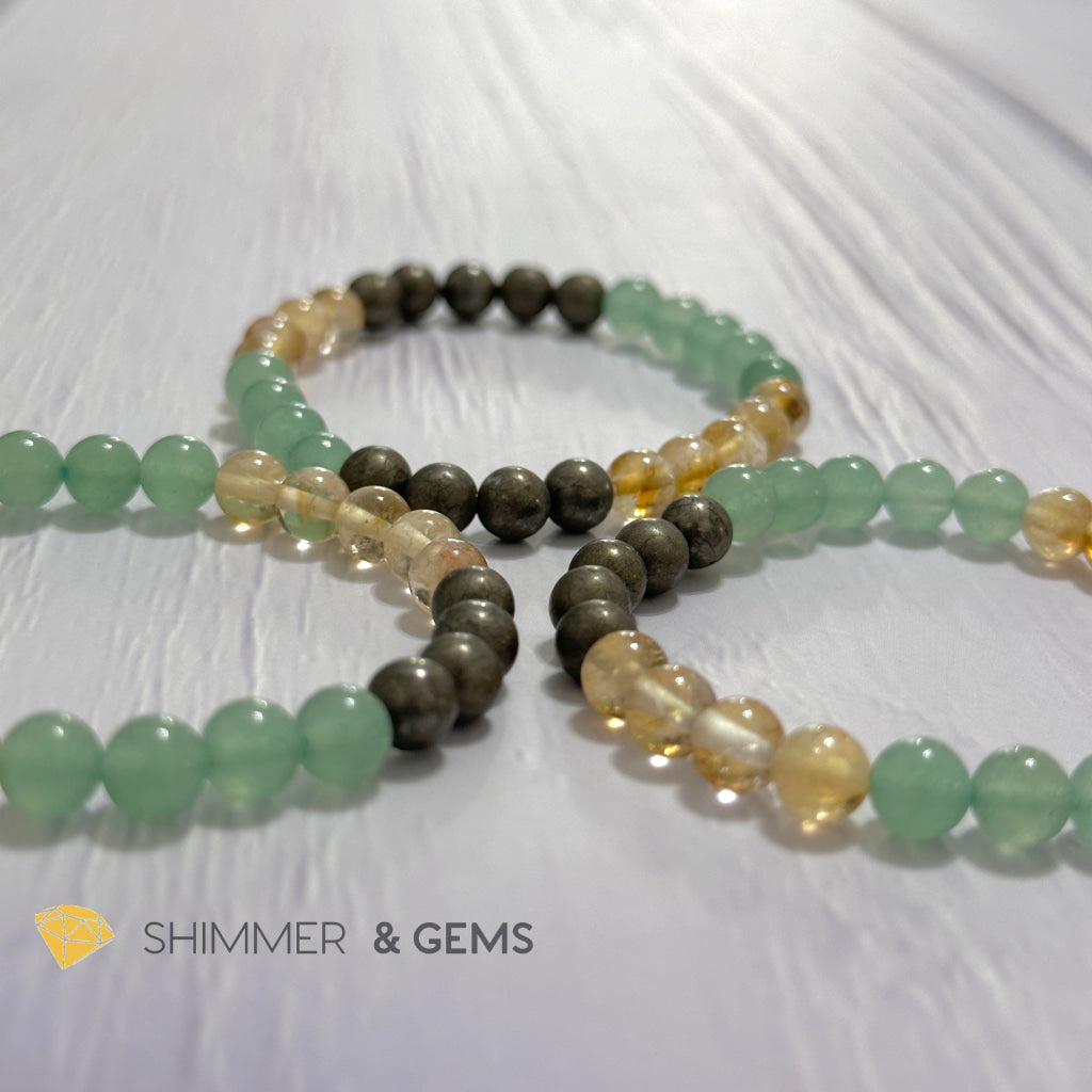 Business Luck Remedy Bracelet (Pyrite, Citrine, Aventurine 6mm)
