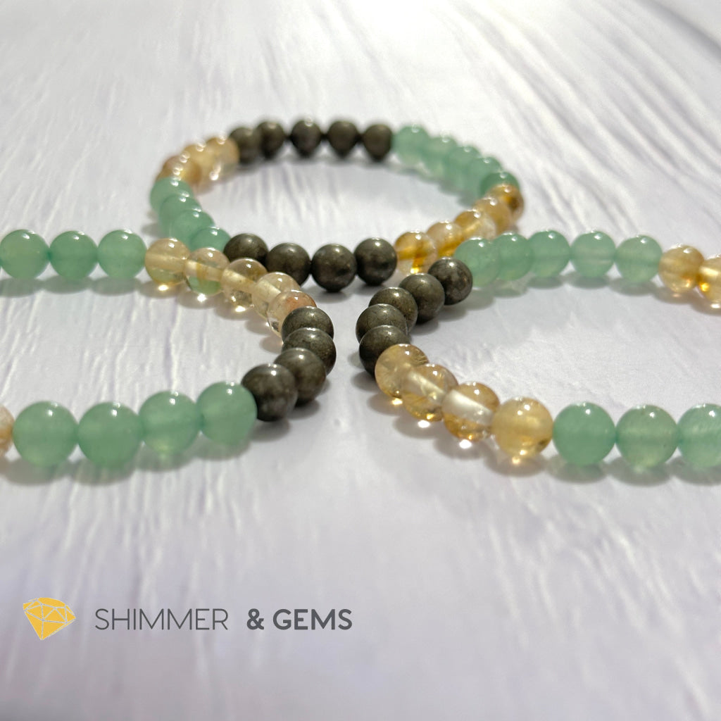 Business Luck Remedy Bracelet (Pyrite, Citrine, Aventurine 6mm)