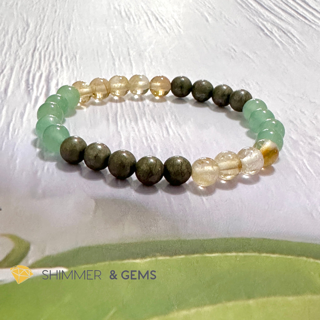 Business Luck Remedy Bracelet (Pyrite, Citrine, Aventurine 6mm)