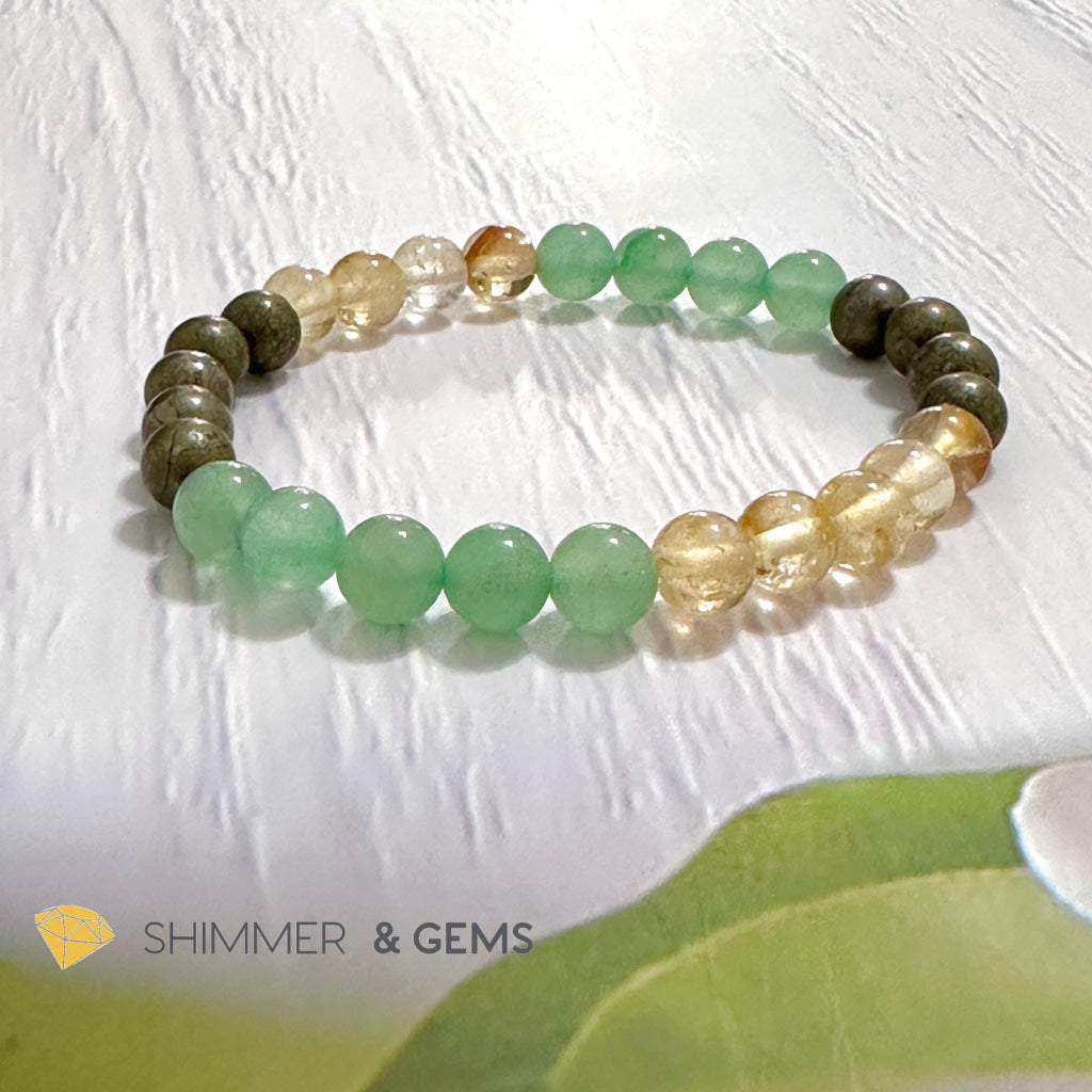 Business Luck Remedy Bracelet (Pyrite, Citrine, Aventurine 6mm)