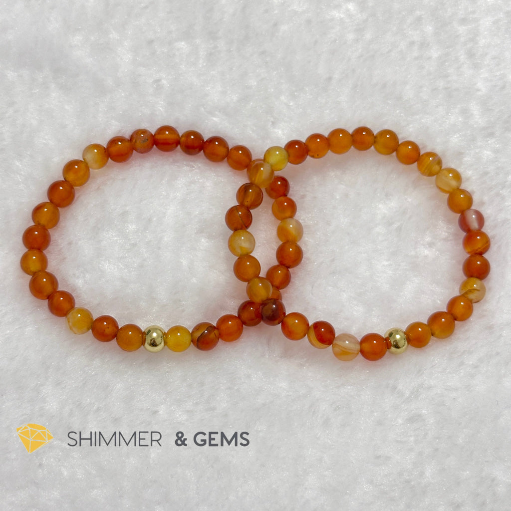 Carnelian 6mm Bracelet with 14k gold filled bead