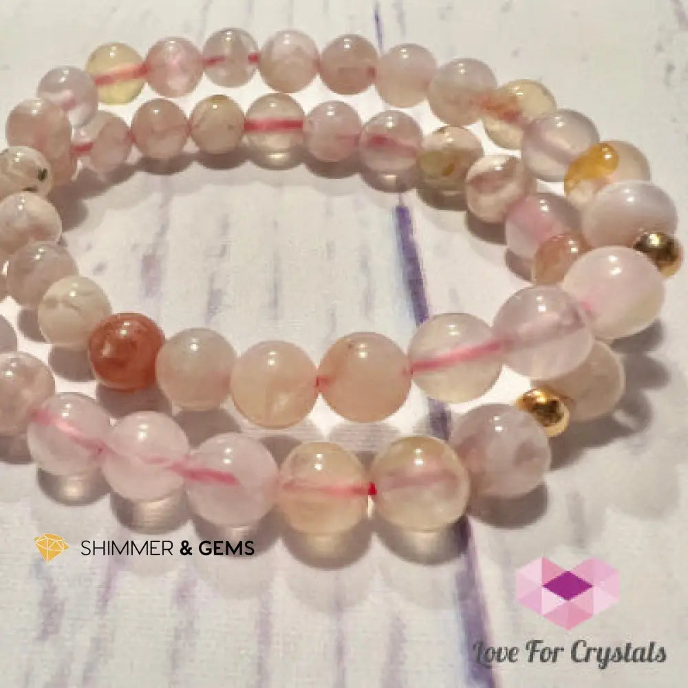 Cherry Blossom (Sakura) 6mm Bracelet- Shimmer & Gems 6.5” Bracelets