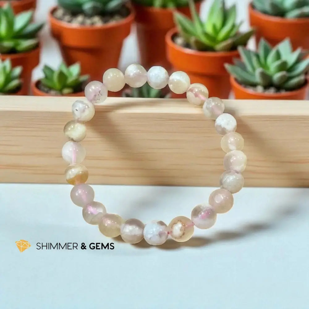 Cherry Blossom/ Sakura/ Flower Agate 8mm Bracelet Bracelets