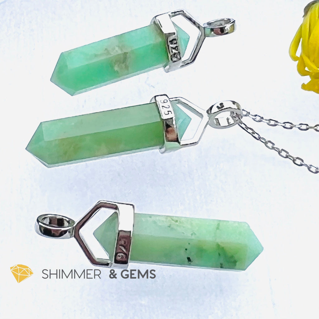 Chrysoprase Double Pointer 925 Silver Pendant Charms & Pendants
