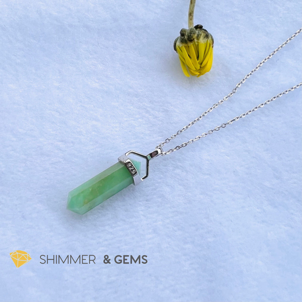 Chrysoprase Double Pointer 925 Silver Pendant Charms & Pendants