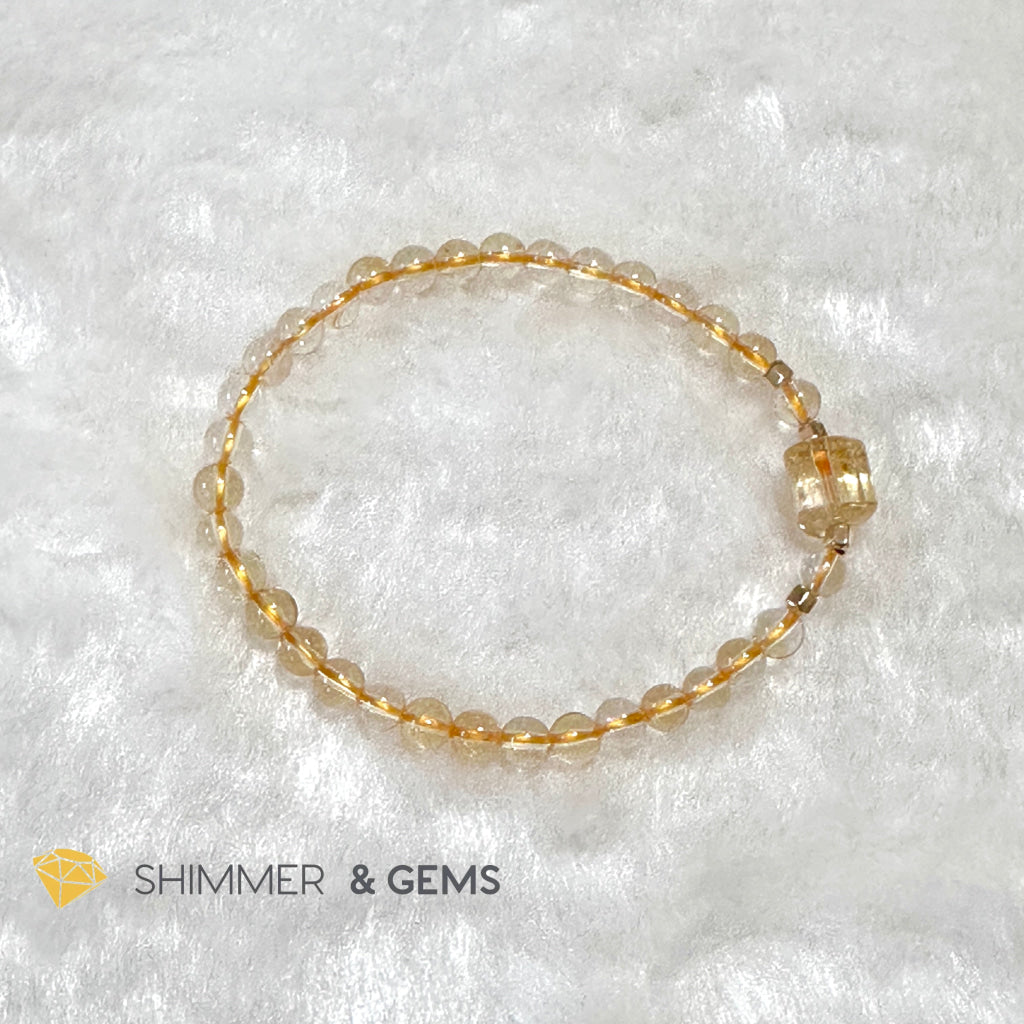 Citrine 4mm Wealth Activator Bracelet with 14k gold filled beads