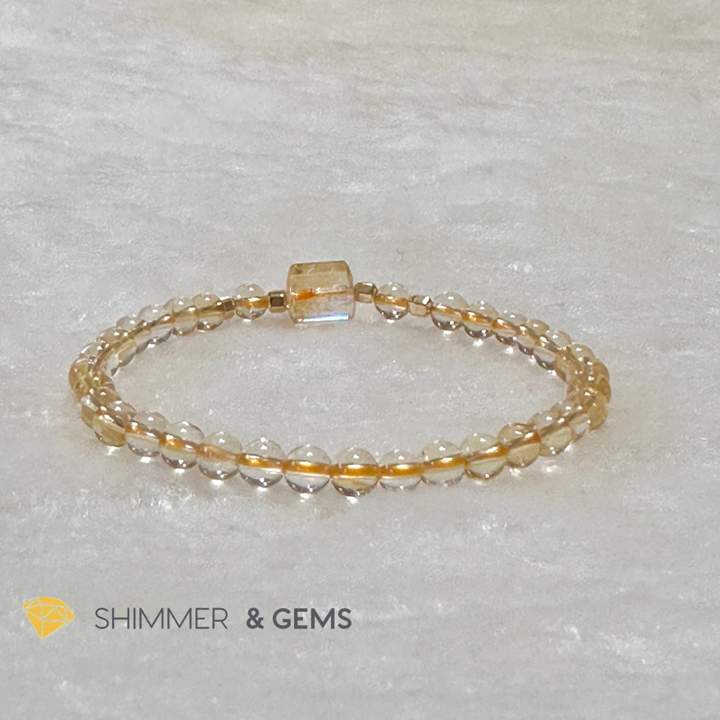 Citrine 4mm Wealth Activator Bracelet with 14k gold filled beads