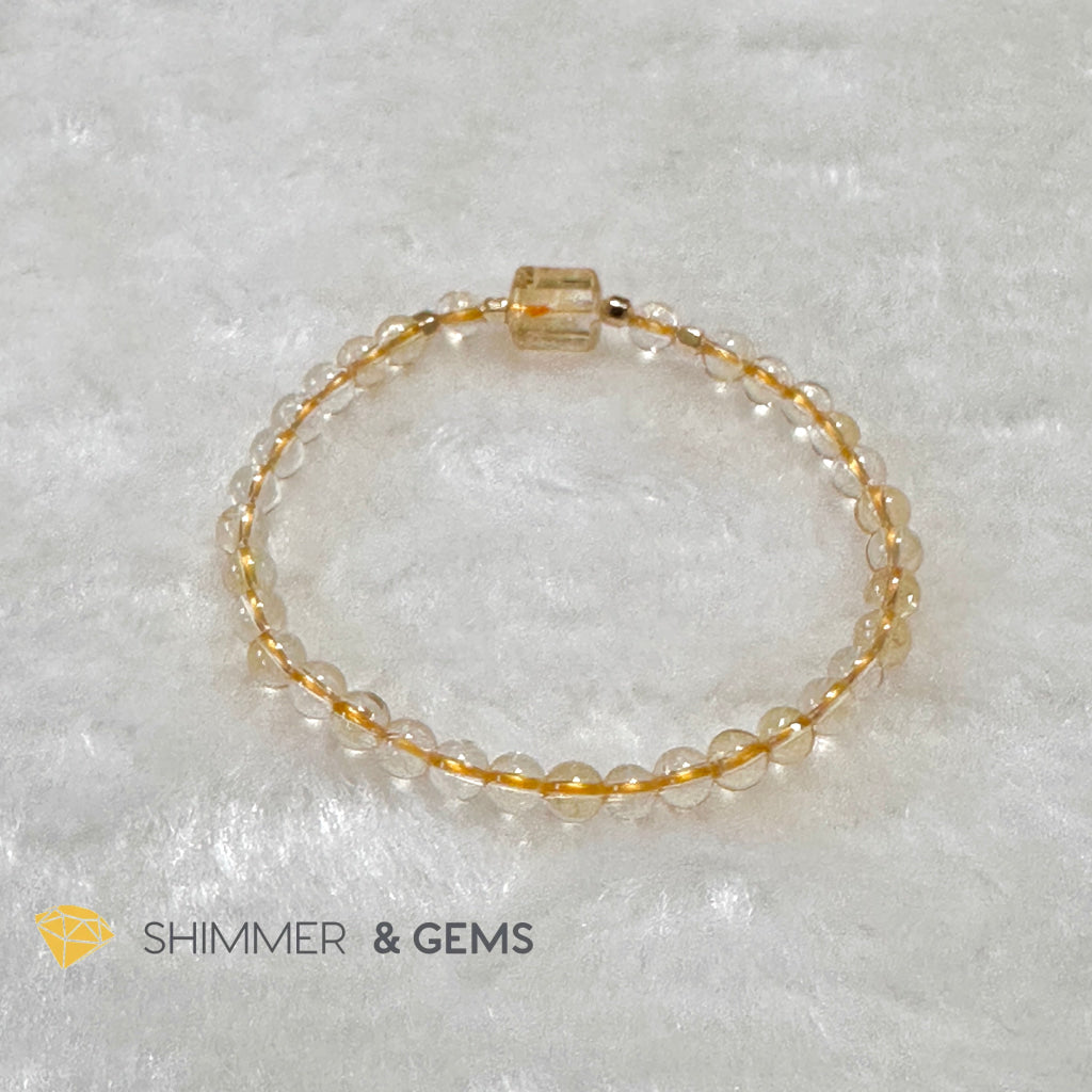 Citrine 4mm Wealth Activator Bracelet with 14k gold filled beads