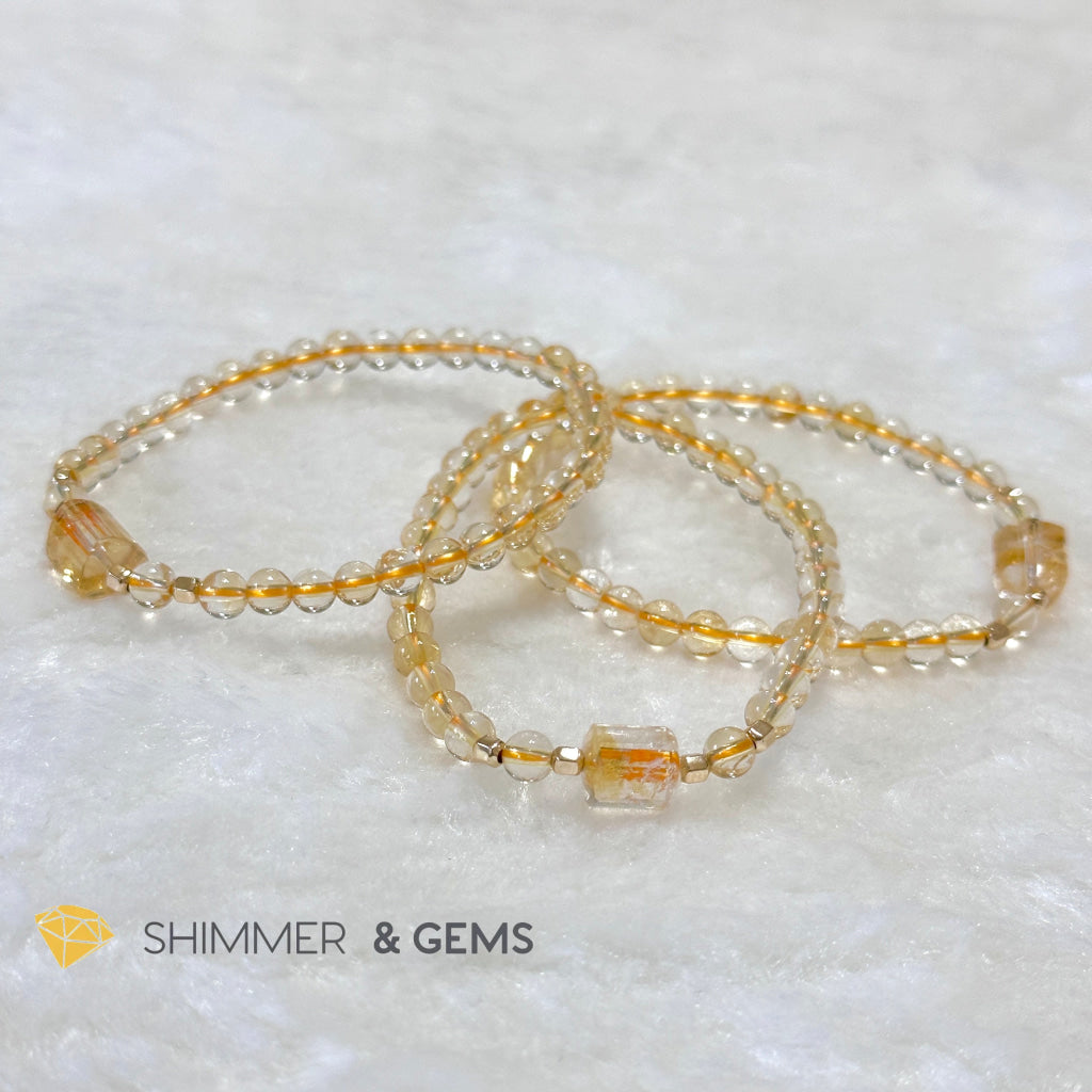 Citrine 4mm Wealth Activator Bracelet with 14k gold filled beads