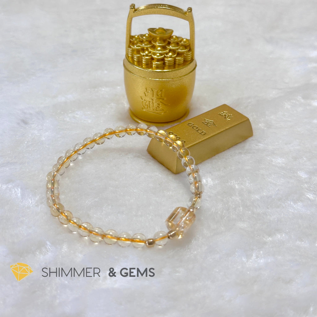 Citrine 4mm Wealth Activator Bracelet with 14k gold filled beads