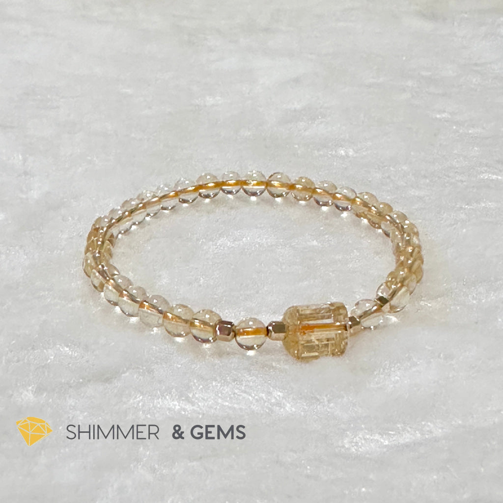 Citrine 4mm Wealth Activator Bracelet with 14k gold filled beads