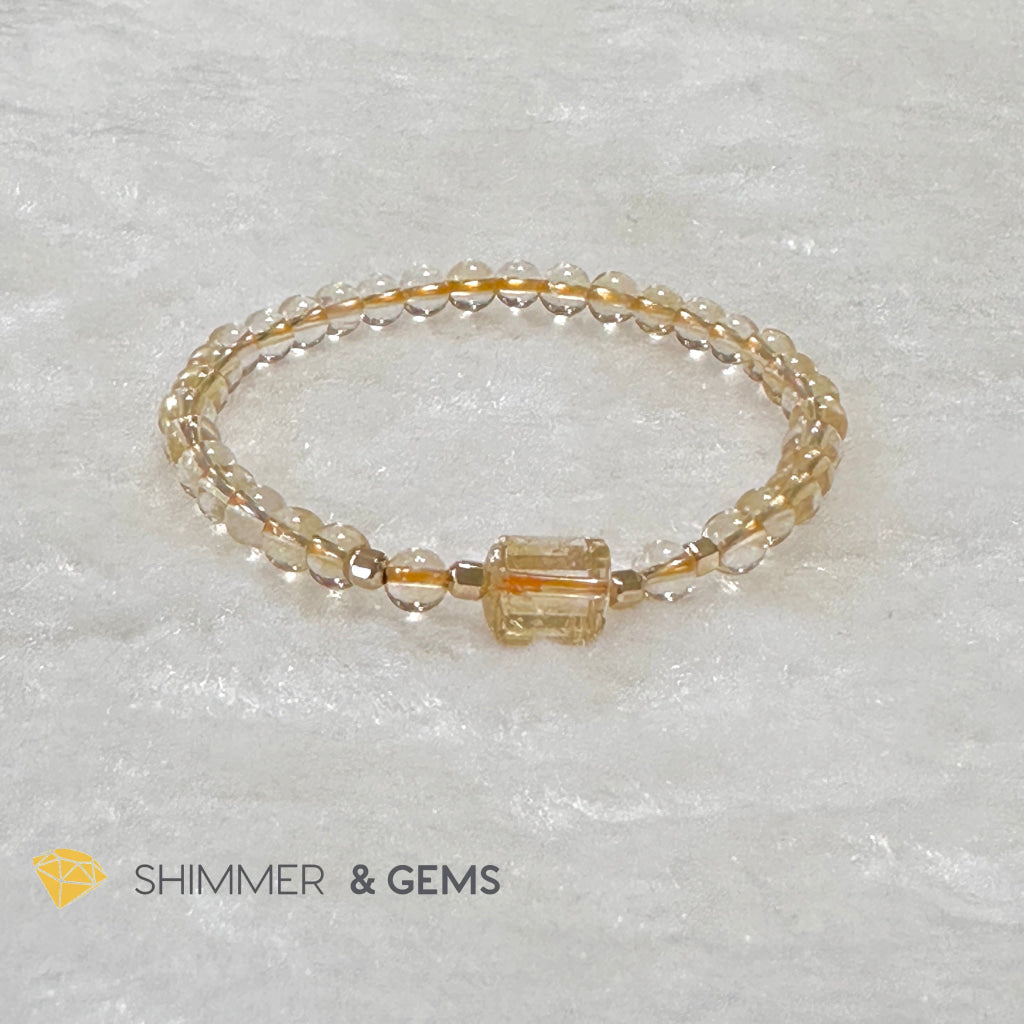 Citrine 4mm Wealth Activator Bracelet with 14k gold filled beads