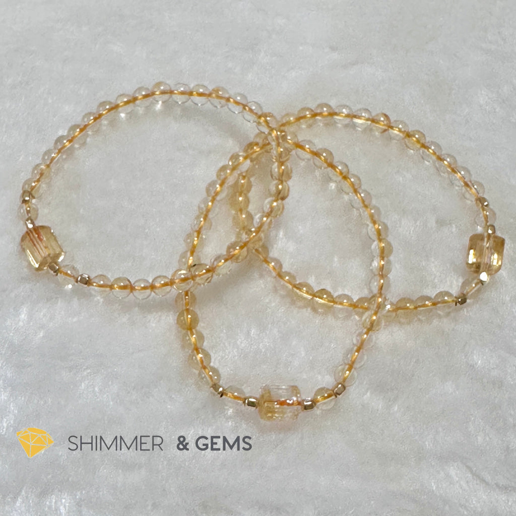 Citrine 4mm Wealth Activator Bracelet with 14k gold filled beads