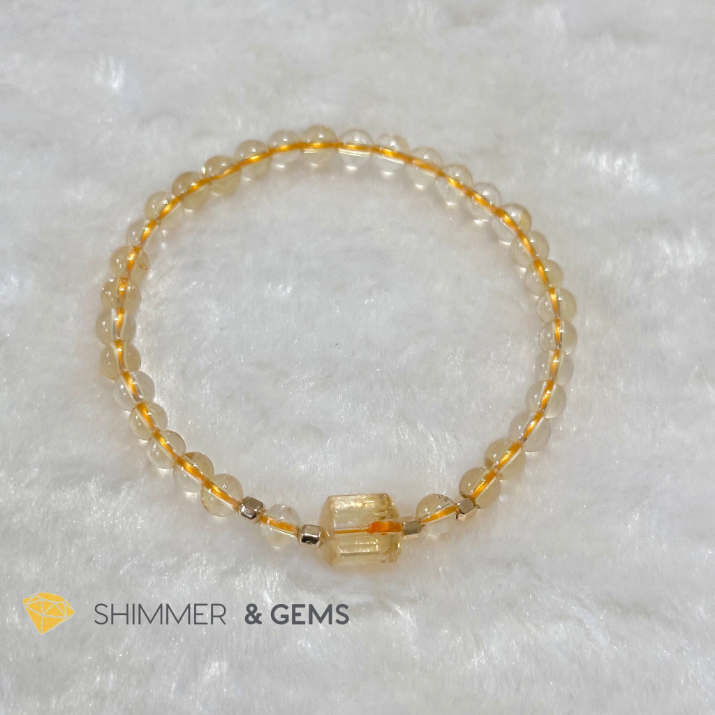 Citrine 4mm Wealth Activator Bracelet with 14k gold filled beads