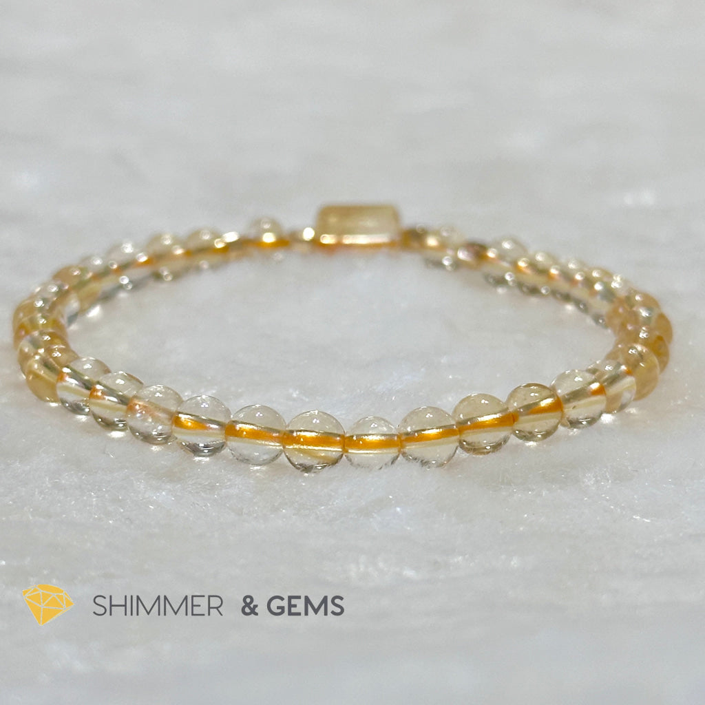 Citrine 4mm Wealth Activator Bracelet with 14k gold filled beads