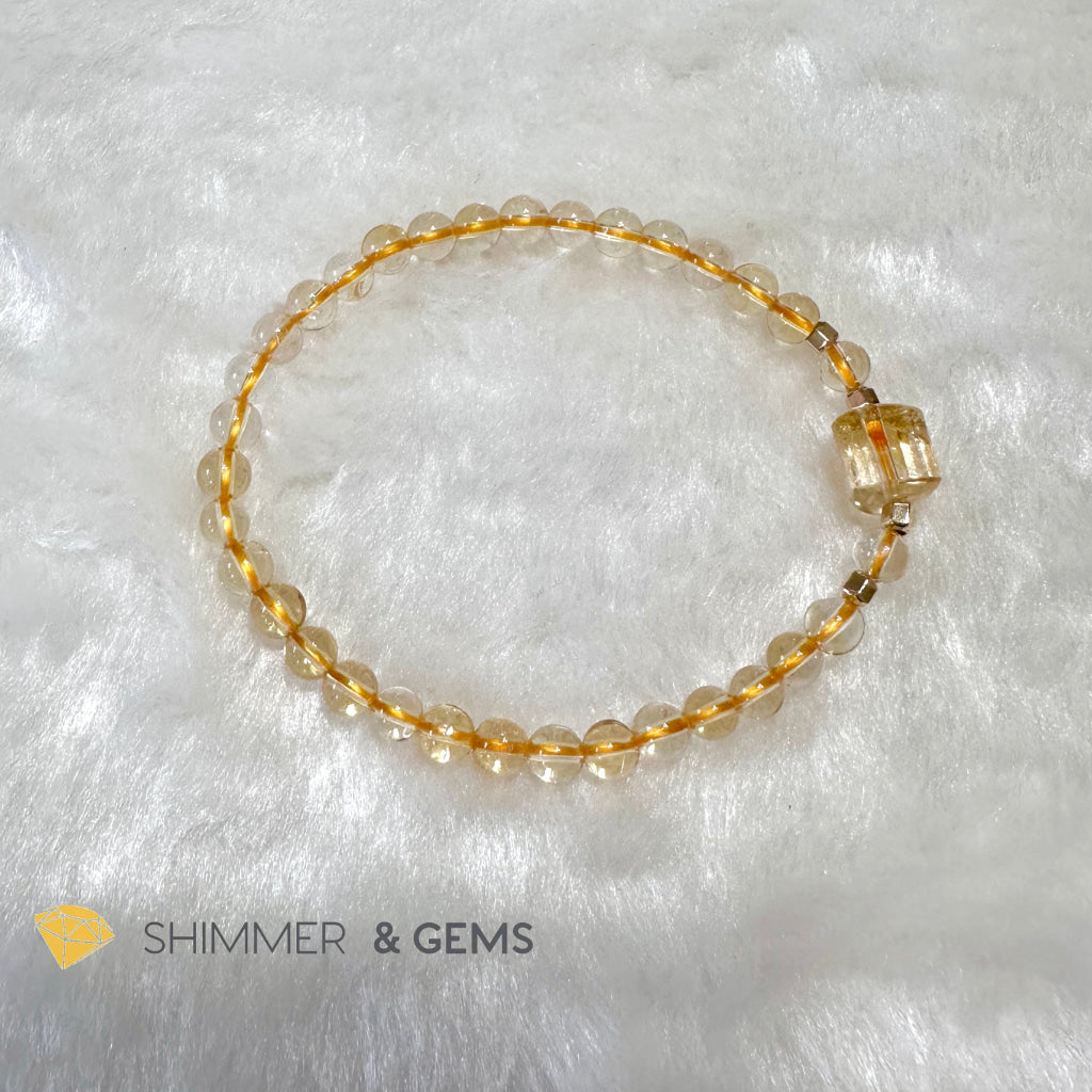 Citrine 4mm Wealth Activator Bracelet with 14k gold filled beads