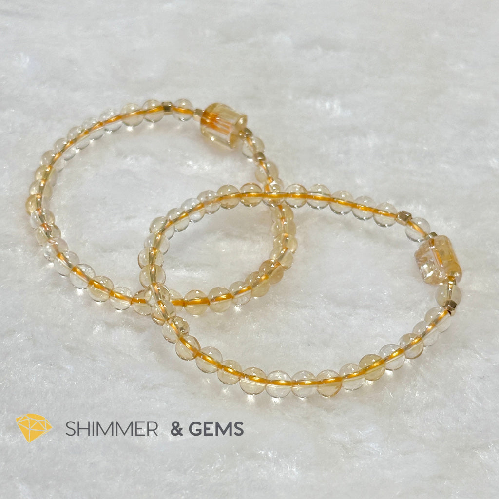 Citrine 4mm Wealth Activator Bracelet with 14k gold filled beads