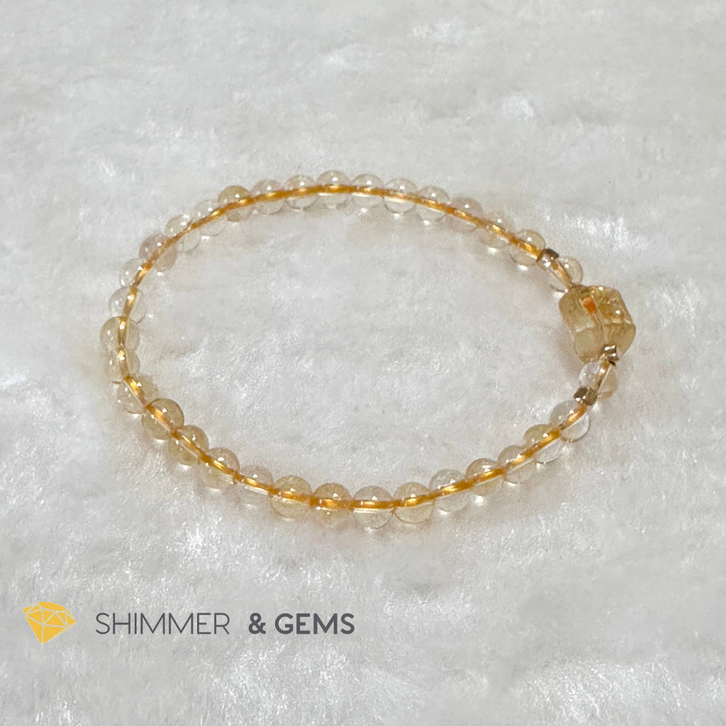 Citrine 4mm Wealth Activator Bracelet with 14k gold filled beads