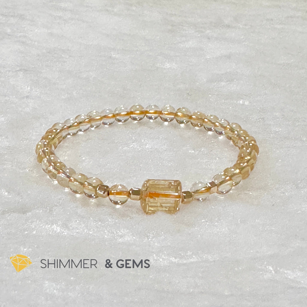 Citrine 4mm Wealth Activator Bracelet with 14k gold filled beads