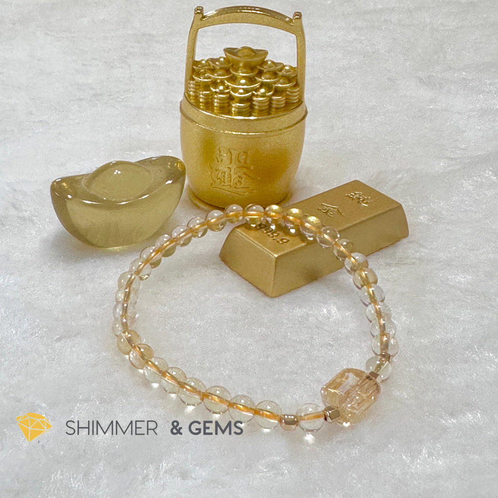 Citrine 4mm Wealth Activator Bracelet with 14k gold filled beads