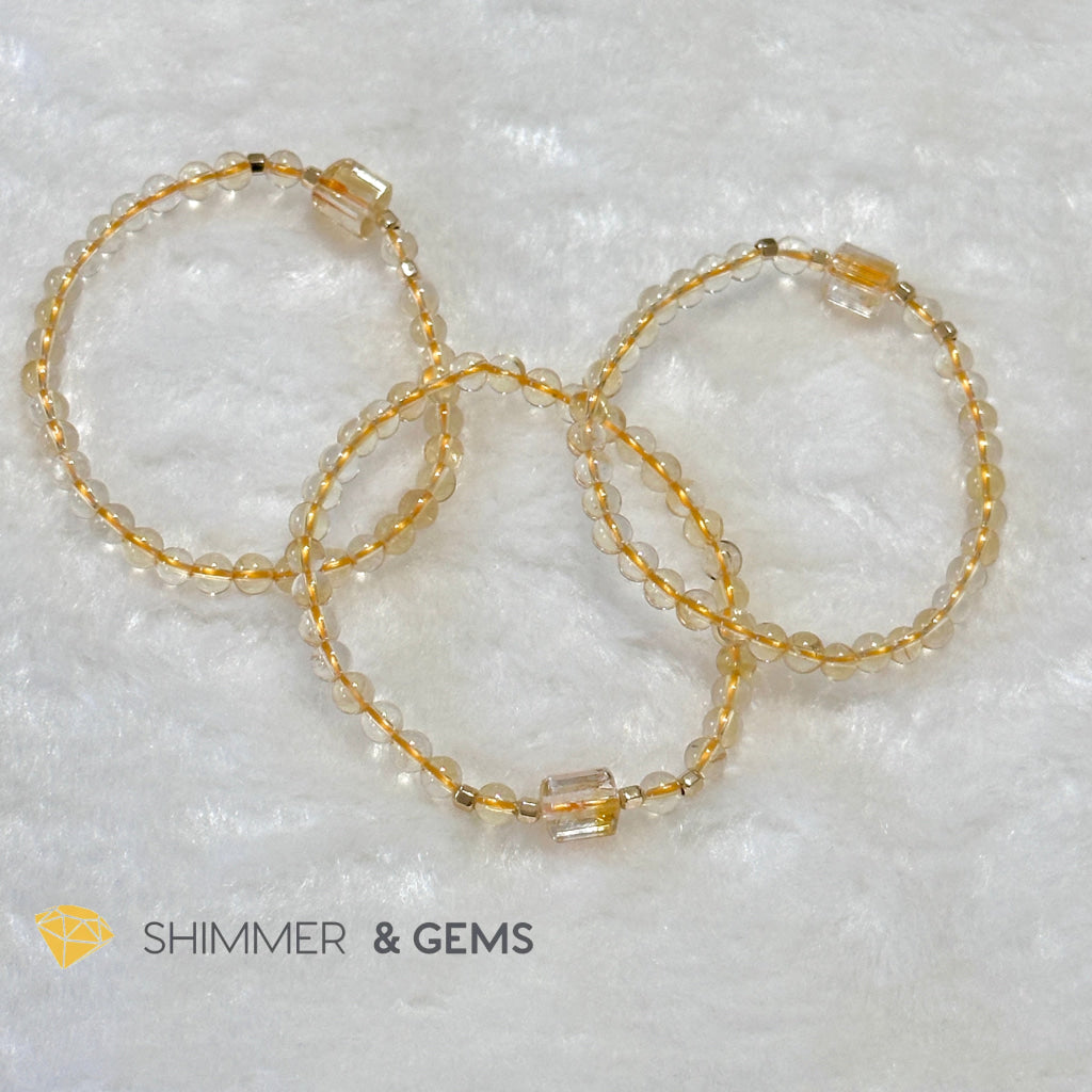 Citrine 4mm Wealth Activator Bracelet with 14k gold filled beads