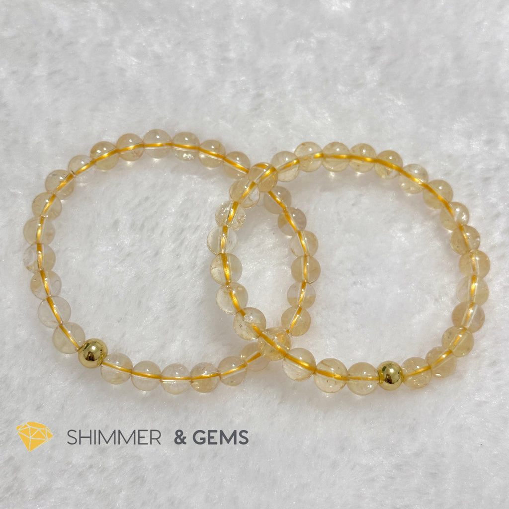 Citrine 6mm Bracelet with 14k gold filled bead