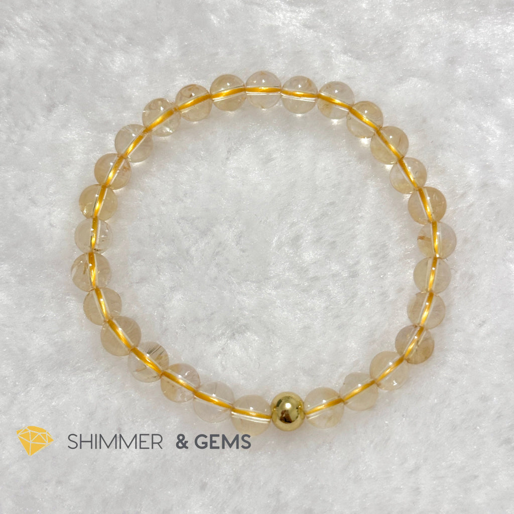Citrine 6mm Bracelet with 14k gold filled bead