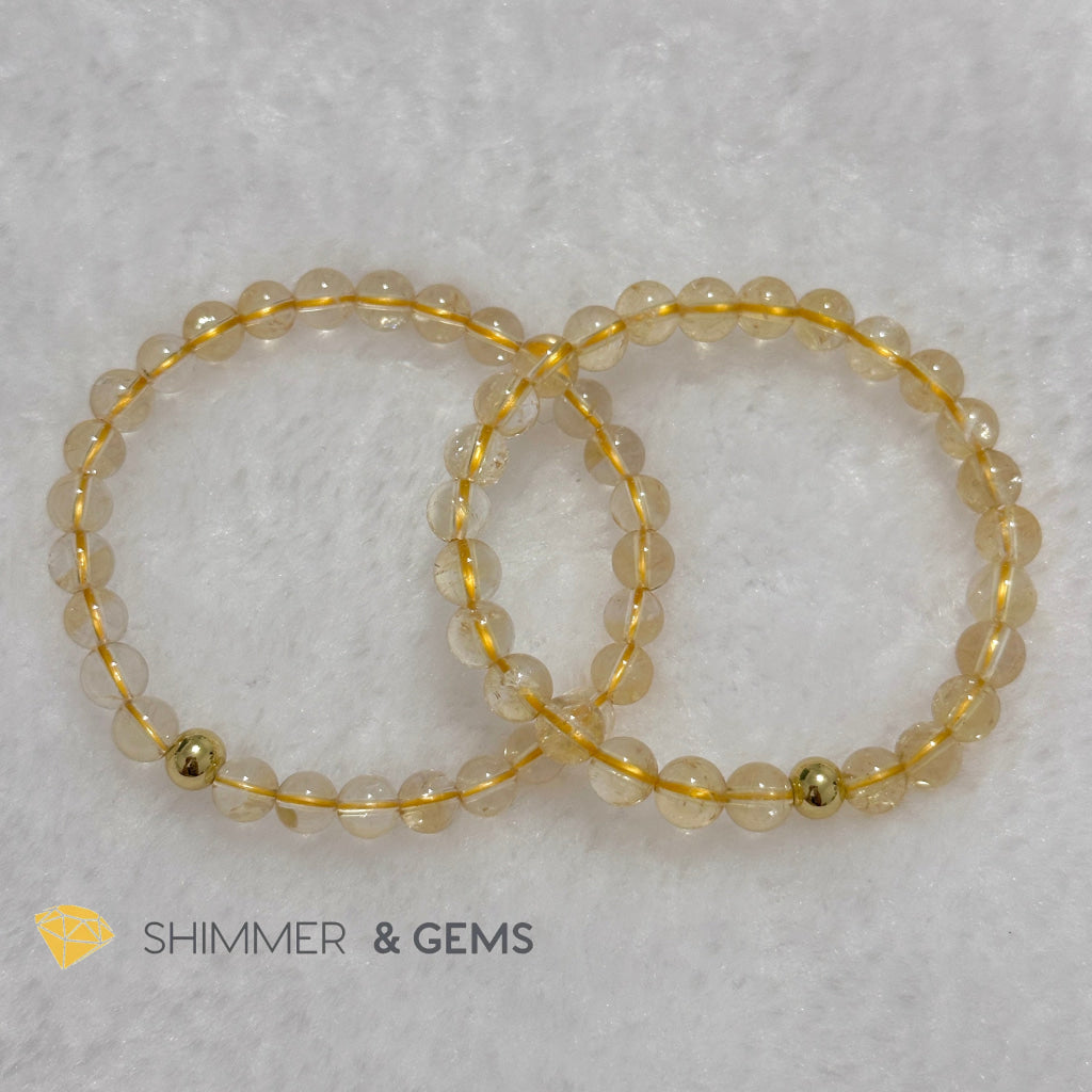Citrine 6mm Bracelet with 14k gold filled bead