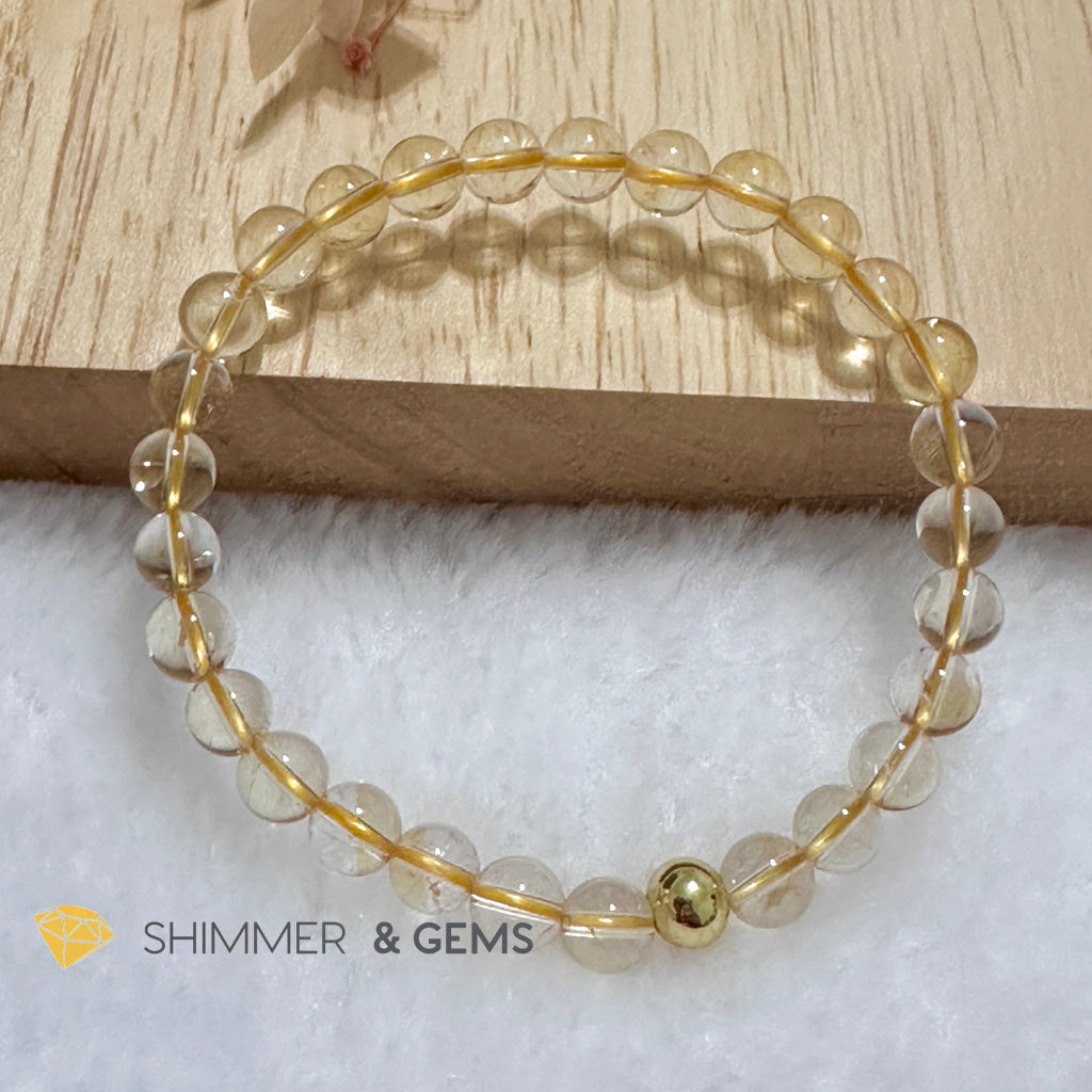 Citrine 6mm Bracelet with 14k gold filled bead