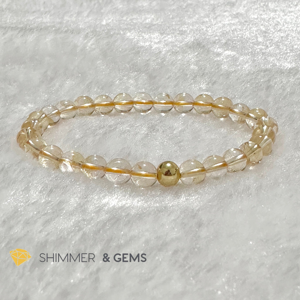 Citrine 6mm Bracelet with 14k gold filled bead