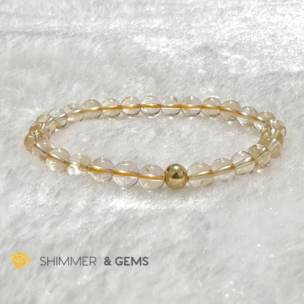 Citrine 6mm Bracelet with 14k gold filled bead