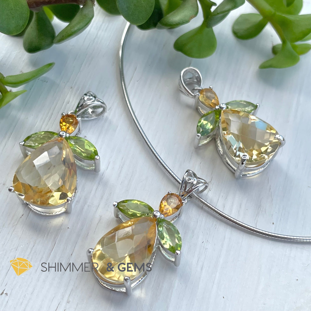 Citrine Angel With Peridot Wings Pendant In 925 Silver (Money Angel) Charms & Pendants
