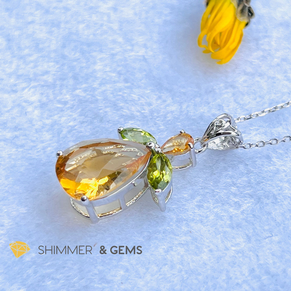 Citrine Angel With Peridot Wings Pendant In 925 Silver (Money Angel) Charms & Pendants