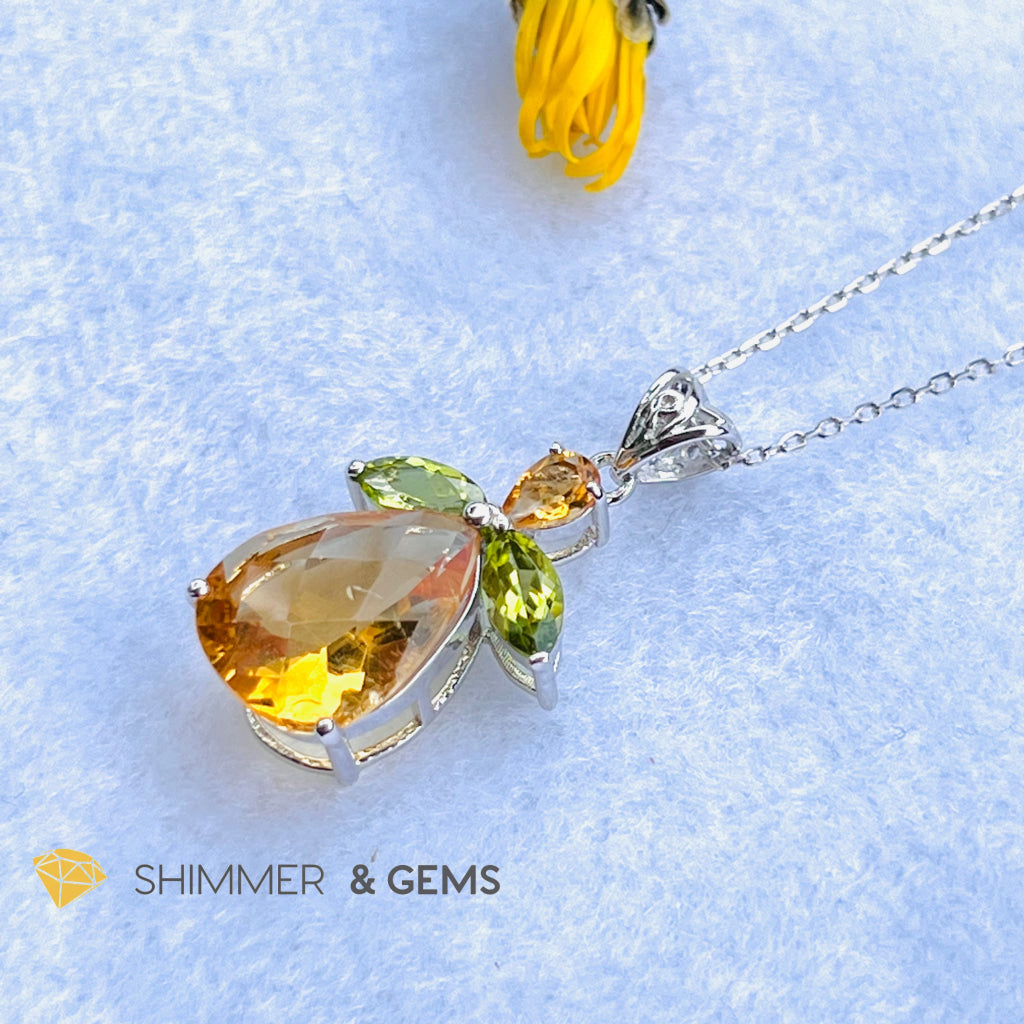Citrine Angel With Peridot Wings Pendant In 925 Silver (Money Angel) Charms & Pendants
