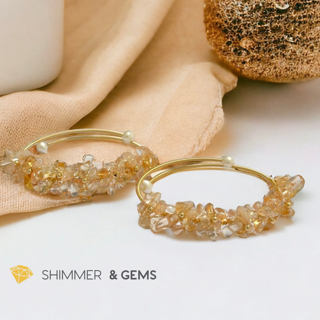 Citrine Bangle (Handmade Wirewrapped 14k gold filled)