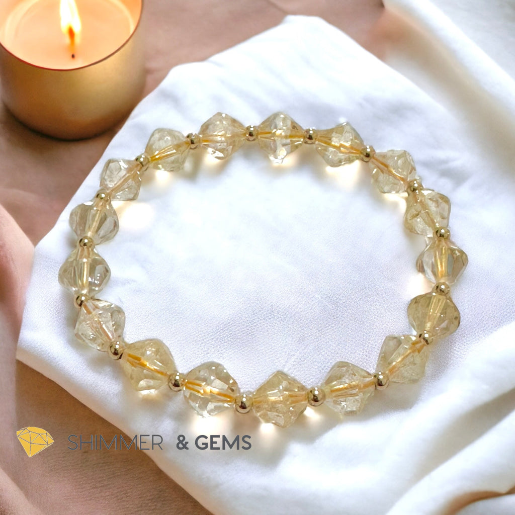 Citrine Bi-cone 8mm Bracelet with 14k Gold Filled (AAA Grade)
