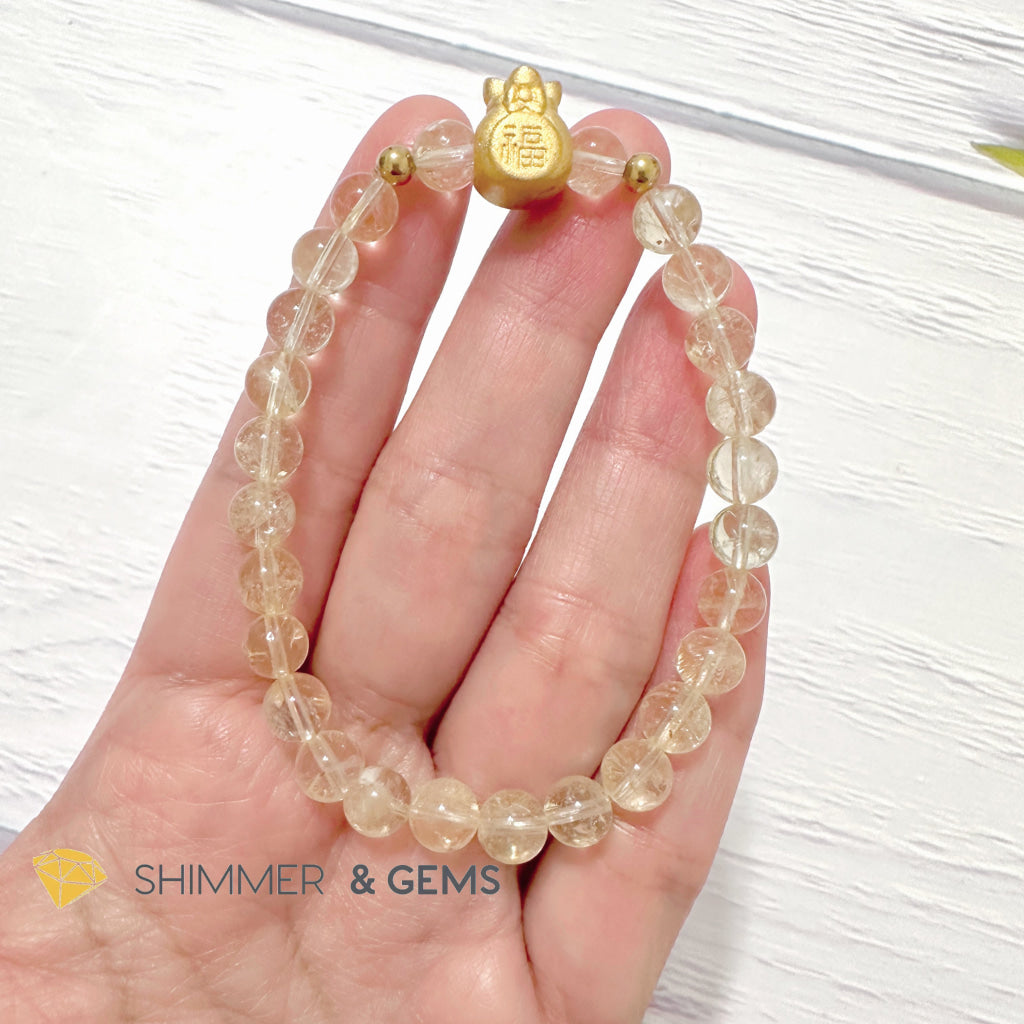 Citrine Money Bag Bracelet 6mm (24K Gold Filled Brass)