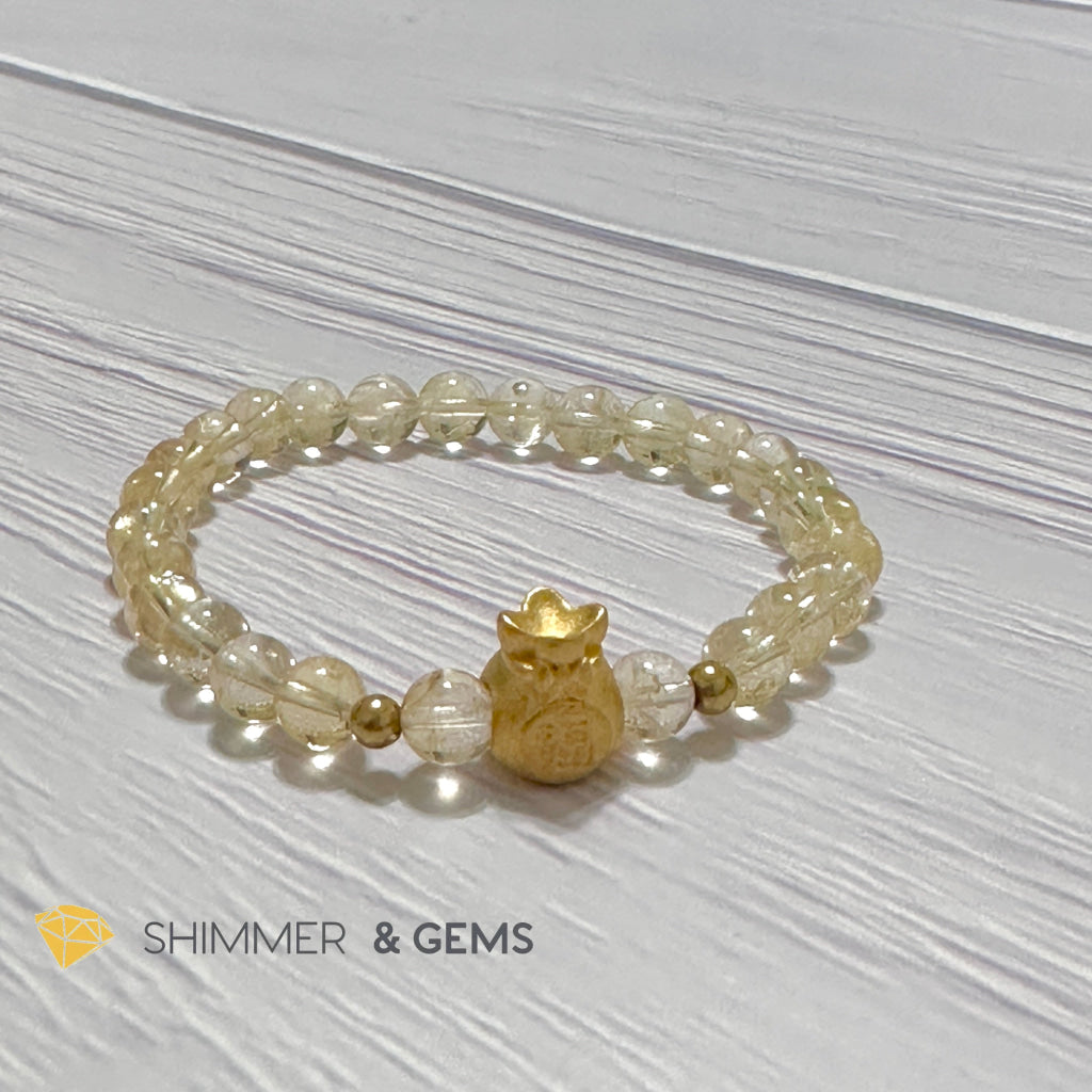Citrine Money Bag Bracelet 6mm (24K Gold Filled Brass)