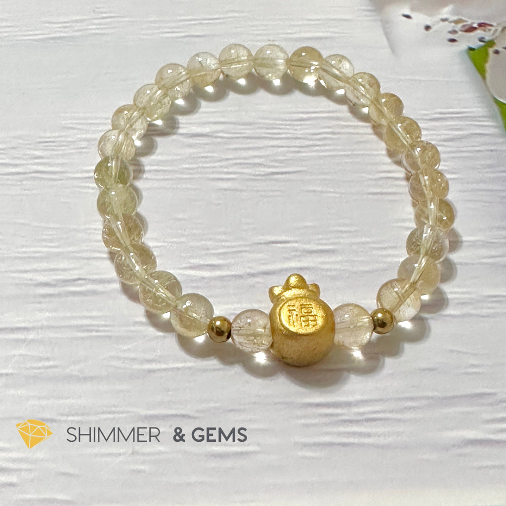 Citrine Money Bag Bracelet 6mm (24K Gold Filled Brass)