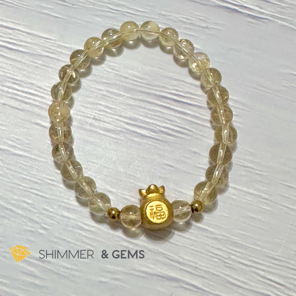 Citrine Money Bag Bracelet 6mm (24K Gold Filled Brass)