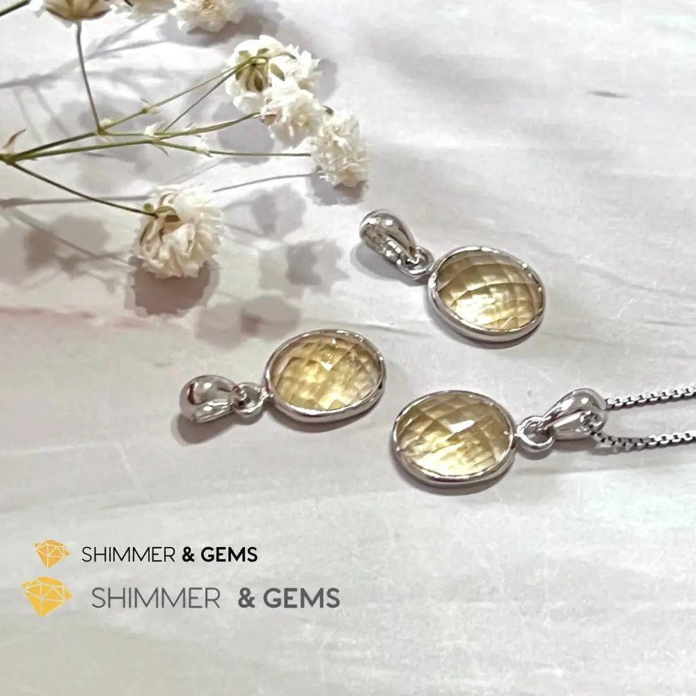 Citrine Oval 925 Silver Pendant