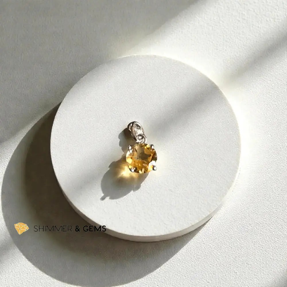 Citrine Round Pendant 7mm Charms & Pendants