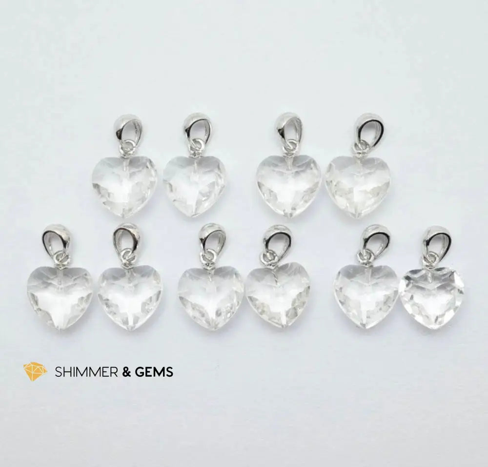 Clear Quartz 11mm Heart 925 Silver Pendant (Master Light) heart pendants Charms & Pendants
